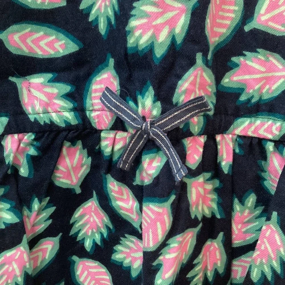 Lands' End Girls Long Sleeve Tie Front Flannel Dress / NWOT / XS